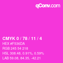 カラーコード: CMYK 0 / 78 / 11 / 4 | qconv.com