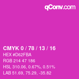 カラーコード: CMYK 0 / 78 / 13 / 16 | qconv.com