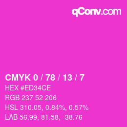 カラーコード: CMYK 0 / 78 / 13 / 7 | qconv.com