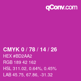 Color code: CMYK 0 / 78 / 14 / 26 | qconv.com