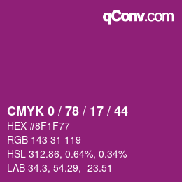 Color code: CMYK 0 / 78 / 17 / 44 | qconv.com