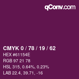 颜色代码: CMYK 0 / 78 / 19 / 62 | qconv.com
