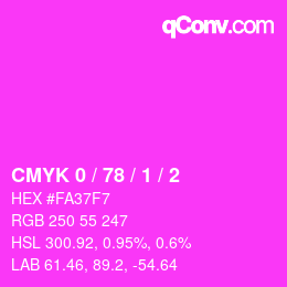 カラーコード: CMYK 0 / 78 / 1 / 2 | qconv.com