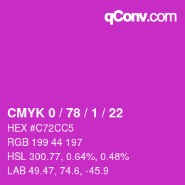 Color code: CMYK 0 / 78 / 1 / 22 | qconv.com