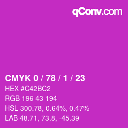Color code: CMYK 0 / 78 / 1 / 23 | qconv.com