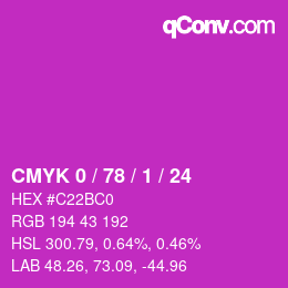Color code: CMYK 0 / 78 / 1 / 24 | qconv.com