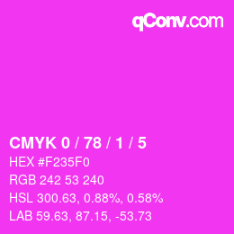 Farbcode: CMYK 0 / 78 / 1 / 5 | qconv.com