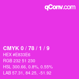 カラーコード: CMYK 0 / 78 / 1 / 9 | qconv.com