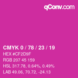カラーコード: CMYK 0 / 78 / 23 / 19 | qconv.com