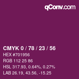 Color code: CMYK 0 / 78 / 23 / 56 | qconv.com