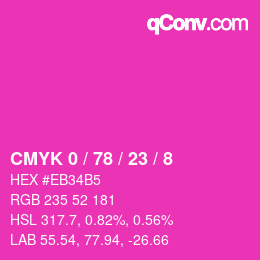 カラーコード: CMYK 0 / 78 / 23 / 8 | qconv.com