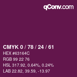 Color code: CMYK 0 / 78 / 24 / 61 | qconv.com