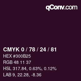 Color code: CMYK 0 / 78 / 24 / 81 | qconv.com