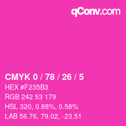 颜色代码: CMYK 0 / 78 / 26 / 5 | qconv.com