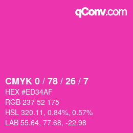 Color code: CMYK 0 / 78 / 26 / 7 | qconv.com