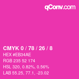 Color code: CMYK 0 / 78 / 26 / 8 | qconv.com