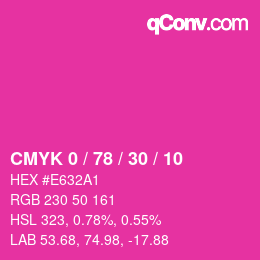 カラーコード: CMYK 0 / 78 / 30 / 10 | qconv.com