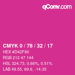 Color code: CMYK 0 / 78 / 32 / 17 | qconv.com
