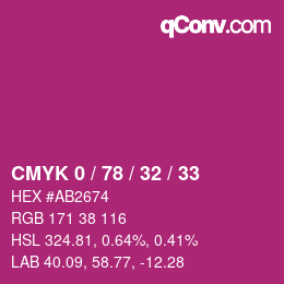 Color code: CMYK 0 / 78 / 32 / 33 | qconv.com