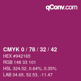 Color code: CMYK 0 / 78 / 32 / 42 | qconv.com