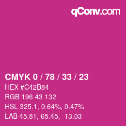 Color code: CMYK 0 / 78 / 33 / 23 | qconv.com