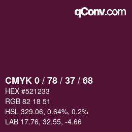 Color code: CMYK 0 / 78 / 37 / 68 | qconv.com
