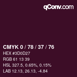カラーコード: CMYK 0 / 78 / 37 / 76 | qconv.com