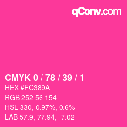 カラーコード: CMYK 0 / 78 / 39 / 1 | qconv.com