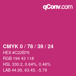 カラーコード: CMYK 0 / 78 / 39 / 24 | qconv.com