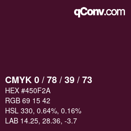 Color code: CMYK 0 / 78 / 39 / 73 | qconv.com