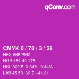 Color code: CMYK 0 / 78 / 3 / 28 | qconv.com