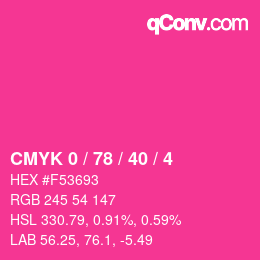 Color code: CMYK 0 / 78 / 40 / 4 | qconv.com