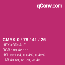 颜色代码: CMYK 0 / 78 / 41 / 26 | qconv.com