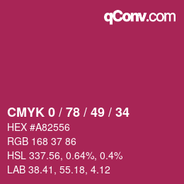 Color code: CMYK 0 / 78 / 49 / 34 | qconv.com