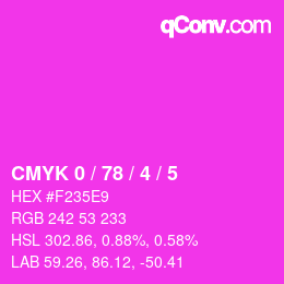 Farbcode: CMYK 0 / 78 / 4 / 5 | qconv.com