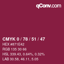Color code: CMYK 0 / 78 / 51 / 47 | qconv.com