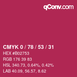 Color code: CMYK 0 / 78 / 53 / 31 | qconv.com