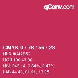 カラーコード: CMYK 0 / 78 / 56 / 23 | qconv.com