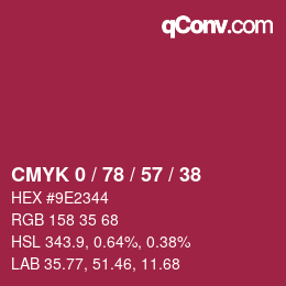 カラーコード: CMYK 0 / 78 / 57 / 38 | qconv.com