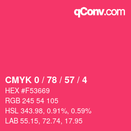 Color code: CMYK 0 / 78 / 57 / 4 | qconv.com