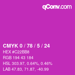 颜色代码: CMYK 0 / 78 / 5 / 24 | qconv.com