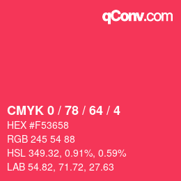 Color code: CMYK 0 / 78 / 64 / 4 | qconv.com