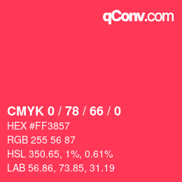 カラーコード: CMYK 0 / 78 / 66 / 0 | qconv.com