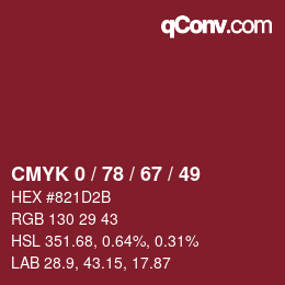 Color code: CMYK 0 / 78 / 67 / 49 | qconv.com