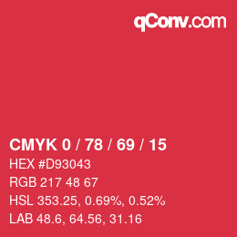 Color code: CMYK 0 / 78 / 69 / 15 | qconv.com