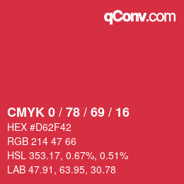 Código de color: CMYK 0 / 78 / 69 / 16 | qconv.com