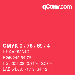 Código de color: CMYK 0 / 78 / 69 / 4 | qconv.com