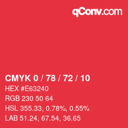 Color code: CMYK 0 / 78 / 72 / 10 | qconv.com