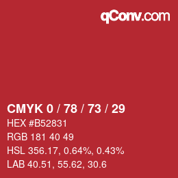 Color code: CMYK 0 / 78 / 73 / 29 | qconv.com