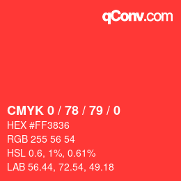 Color code: CMYK 0 / 78 / 79 / 0 | qconv.com